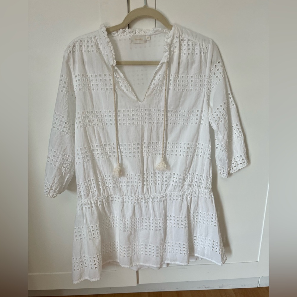 Touché - Tóuche Balneare white lined eyelet cover up size XS